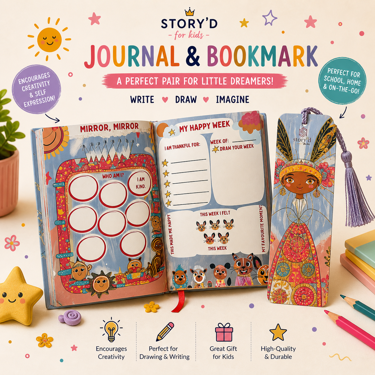 Creative Journal for Girls | Hardcover Kids Journal | Story’d
