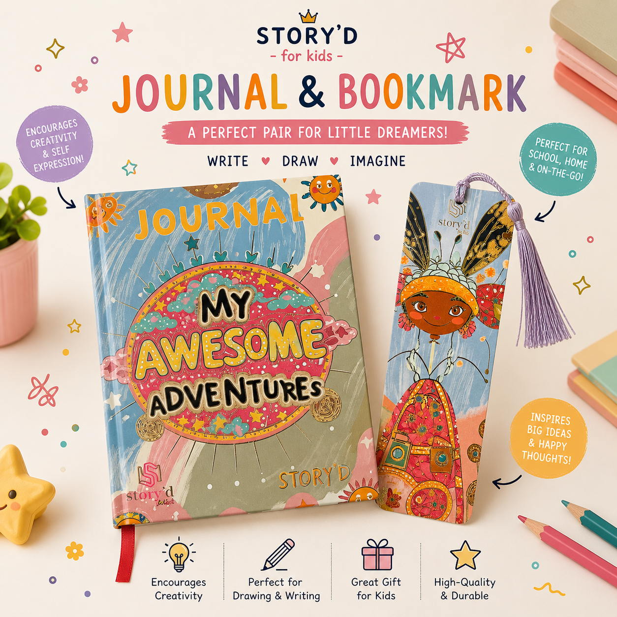 Creative Journal for Girls | Hardcover Kids Journal | Story’d
