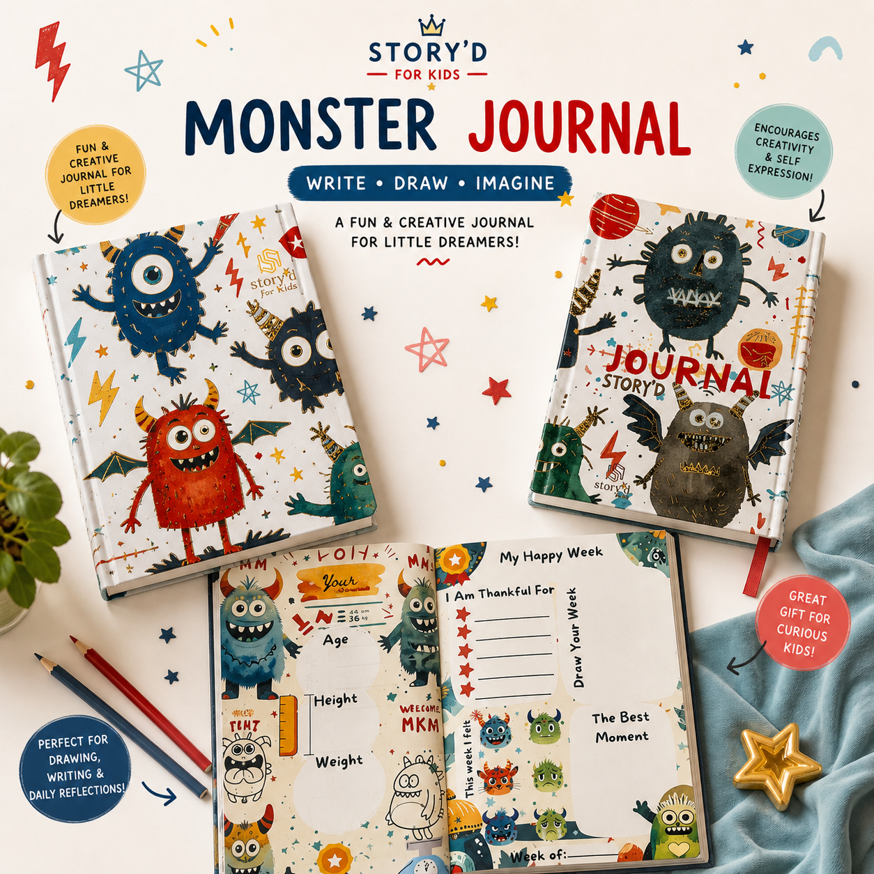 Monster Journal for Boys | Hardcover Creative Journal | Story’d