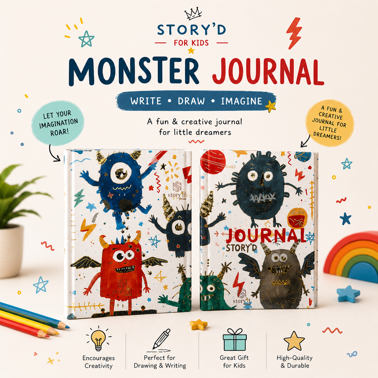 Monster Journal for Boys | Hardcover Creative Journal | Story’d